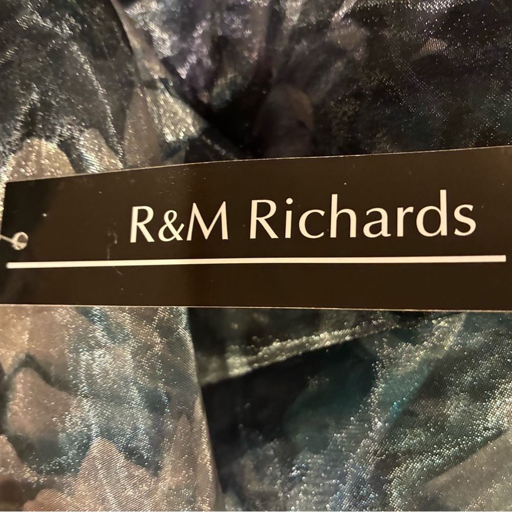 R&M Richards Black and Blue Floral Maxi Dress NWT 12 - Picture 11 of 11